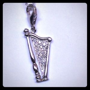 14KT White Gold & Diamond Harp Pendant